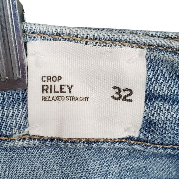 Hudson Womens 32 Jeans Riley Crop Relaxed Straight Distressed Denim Button Fly - Picture 7 of 13